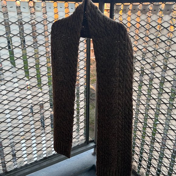 Polo Ralph Lauren Lambs Wool Blend Heavy Knit Multicolor Tan Scarf - Picture 2 of 4